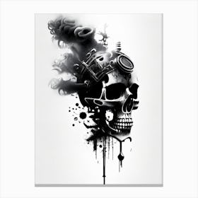 Skull With Splatter 2 Effects Stream Punk Canvas Print