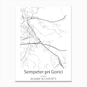 Sempeter Pri Gorici,Slovenia Minimalist Map Canvas Print