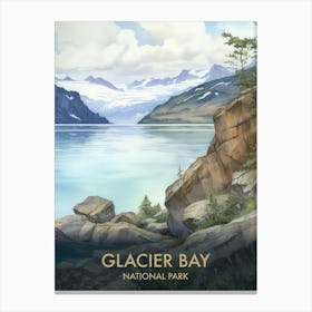 Glacier Bay National Park Watercolour Vintage Travel Poster 1 Canvas Print