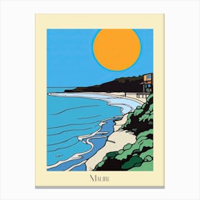Poster Of Minimal Design Style Of Malibu California, Usa 1 Canvas Print