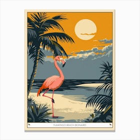 Greater Flamingo Flamingo Beach Bonaire Tropical Illustration 3 Poster Canvas Print