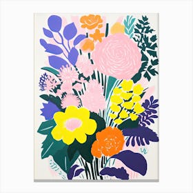 Colourful Flower Still Life Risograph Style 28 Canvas Print