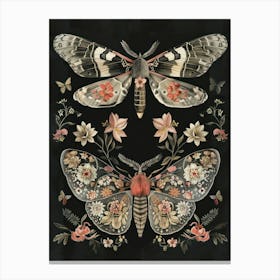 Dark Butterflies William Morris Style 4 Canvas Print