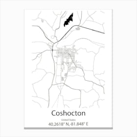 Coshocton,United States Minimalist Map Canvas Print