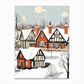 Retro Winter Illustration Stratford Upon Avon United Kingdom 2 Canvas Print