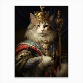 Cat With A Crown Rococo Style 2 Canvas Print