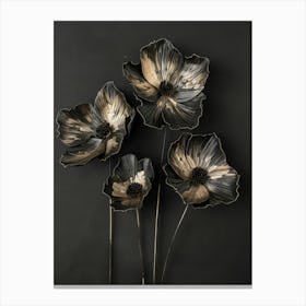 Black And Gold Flowers Canvas Print