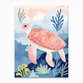 Playful Illustration Of Sea Turtle For Kids Room 4 Canvas Print