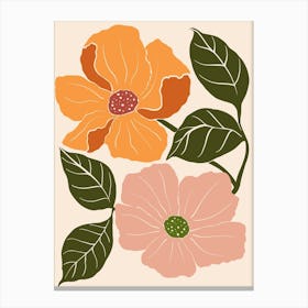 Flowers On A Beige Background Canvas Print