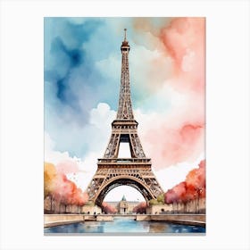 Watercolor Eiffel Tower Paris 1 Canvas Print