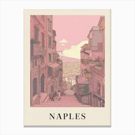 Naples Vintage Pink Italy Poster Canvas Print
