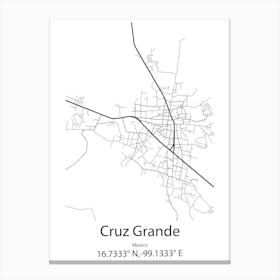 Cruz Grande,Mexico Minimalist Map Canvas Print