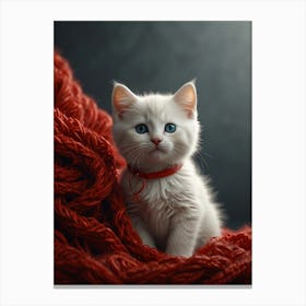 White Kitten With Blue Eyes Canvas Print