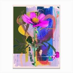 Cosmos 1 Neon Flower Collage Canvas Print