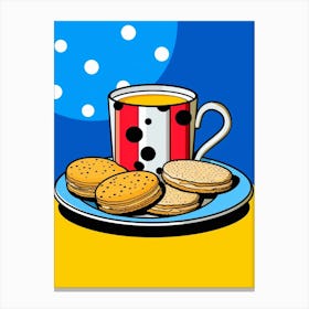 Cartoon Biscuits & Tea Canvas Print