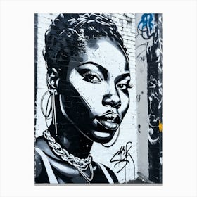 Graffiti Mural Of Beautiful Black Woman 269 Canvas Print