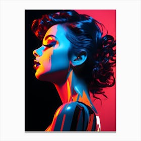 Neon Girl Portrait Canvas Print