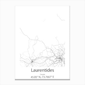 Laurentides,Canada Minimalist Map Canvas Print