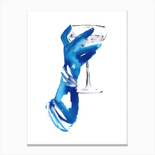 Blue Gloves And Champagne Canvas Print