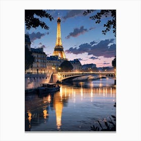 Eiffel Tower At Dusk 3 Canvas Print