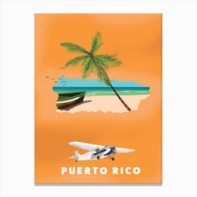 Puerto Rico Travel map Canvas Print