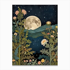 Nature And Moon Style William Morris 6 Canvas Print