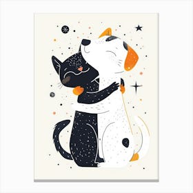 Cat And Dog Hugging 1 Canvas Print