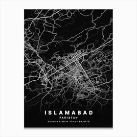 Islamabad Pakistan Black Map Canvas Print