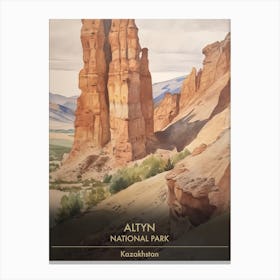 Altyn National Park Kazakhstan Watercolour 3 Canvas Print