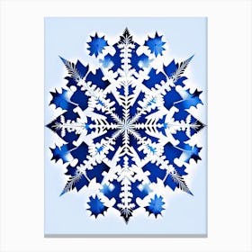 Winter Snowflake Pattern, Snowflakes, Blue & White Illustration 1 Canvas Print