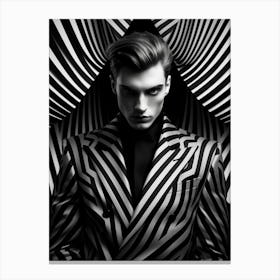 Black And White Striped Man 2 Canvas Print