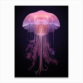 Lions Mane Jellyfish Neon Illustration 10 Canvas Print