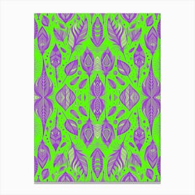 Neon Vibe Abstract Peacock Feathers Green And Purple 1 Canvas Print