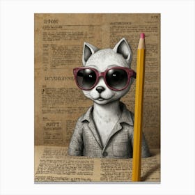 Cat In Glasses 5 Canvas Print