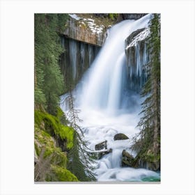 Icicle Creek Falls, United States Realistic Photograph (1) Canvas Print