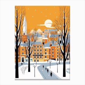 Retro Winter Illustration Cambridge United Kingdom 1 Canvas Print