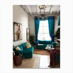 Turquoise Living Room 3 Canvas Print