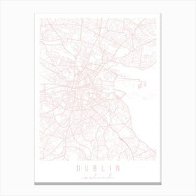 Dublin Ireland Light Pink Minimal Street Map Canvas Print
