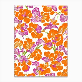Iris Floral Print Retro Pattern2 Flower Canvas Print