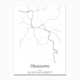 Okuizumo,Japan Minimalist Map Canvas Print