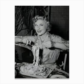 American Actress Joan Davis Eating Spaghetti, Circa 1955 Canvas Print