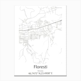 Floresti,Romania Minimalist Map Canvas Print