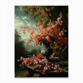 Baroque Floral Still Life Coral Bells 4 Canvas Print