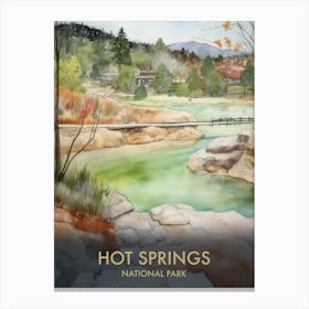 Hot Springs National Park Watercolour Vintage Travel Poster 3 Canvas Print