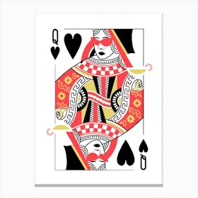 Queen Of Hearts Playing Card Maximalist Red Print Lucky You Dopamine Decor Canvas Print