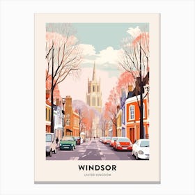 Vintage Winter Travel Poster Windsor United Kingdom 1 Canvas Print