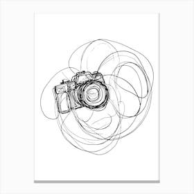 Camera Sketch Minimalist Line Art Monoline Illustration Canvas Print