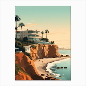La Jolla Cove San Diego California Mediterranean Style Illustration 4 Canvas Print