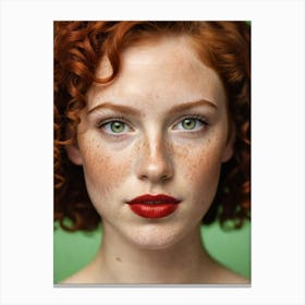 Portrait Of A Woman With Freckles Canvas Print