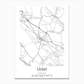 Uster,Switzerland Minimalist Map Canvas Print